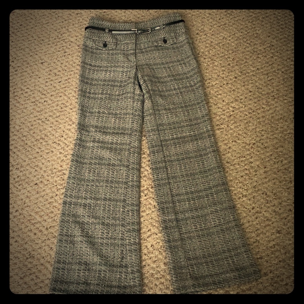 B&W wool-like Dress Pants with belt, Size 4